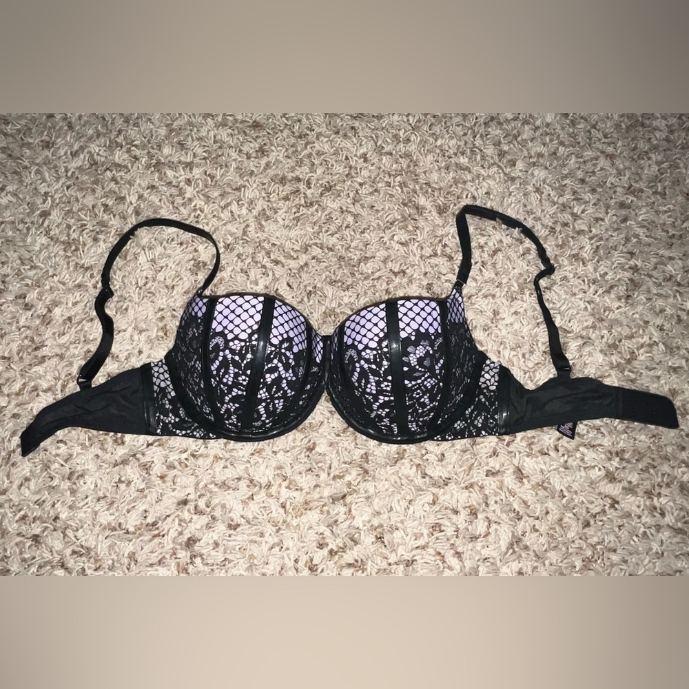 Victoria's Secret Black and Lilac Lace Bra